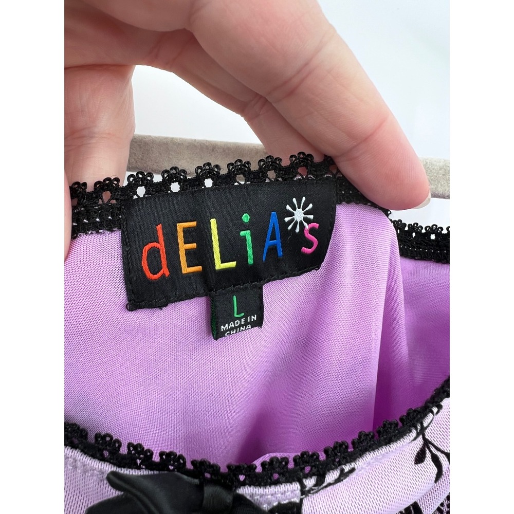 dELiA*s Dolls Kill Velvet Grunge Purple Floral Mesh Mini Skirt Lace Y2K Large - Picture 4 of 7